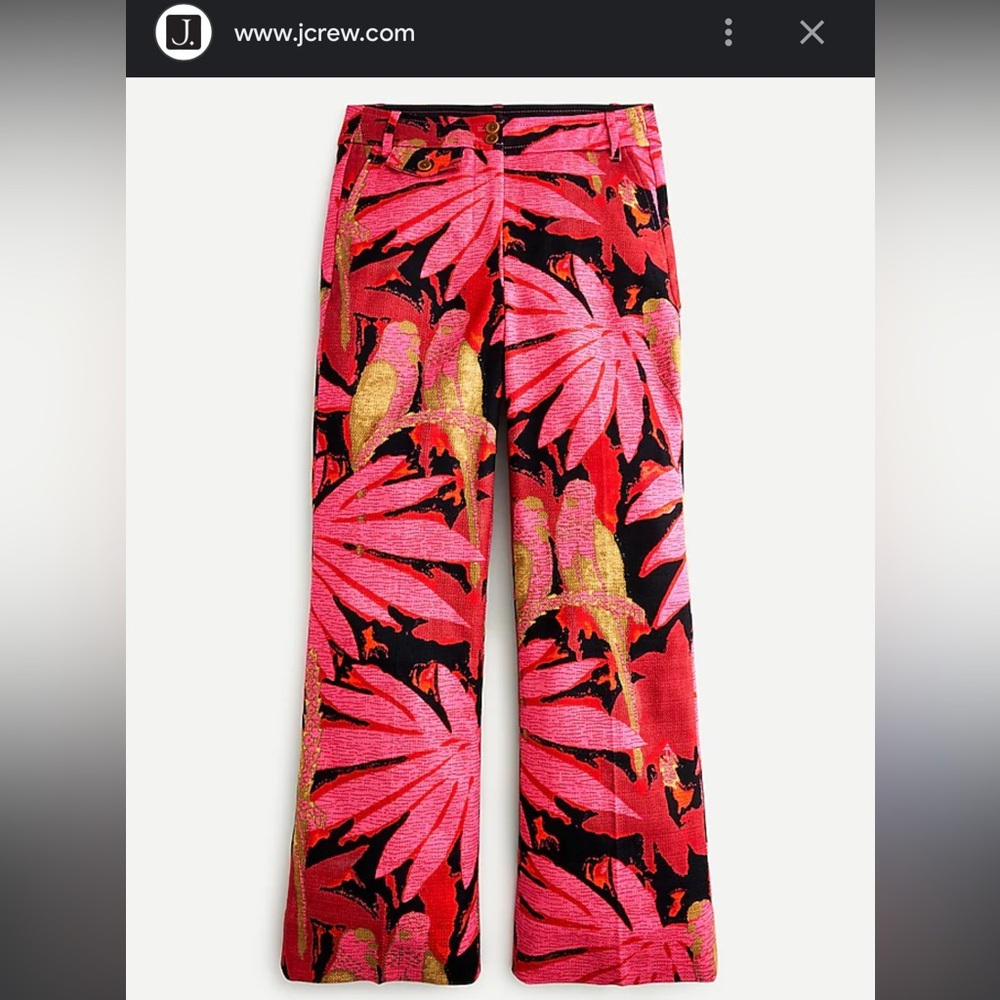 J. Crew Wide Leg Pants - Red and Gold